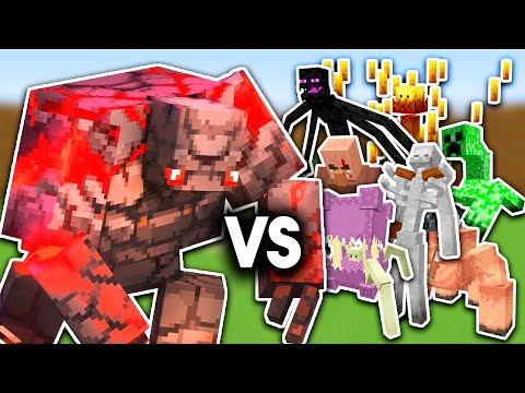 Redstone Golem VS All Mutant Mobs | Minecraft Mob Arena