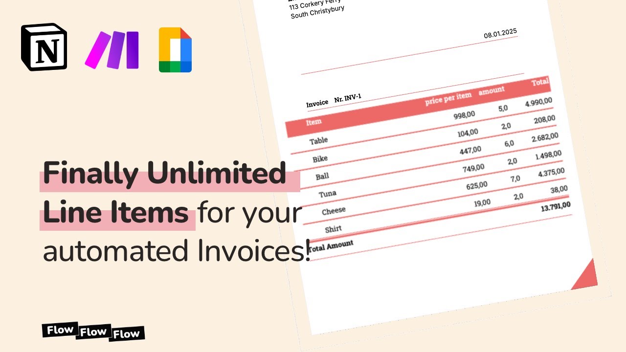 Automate Your Invoices: Unlimited Line Items with Notion, Make and Google Docs