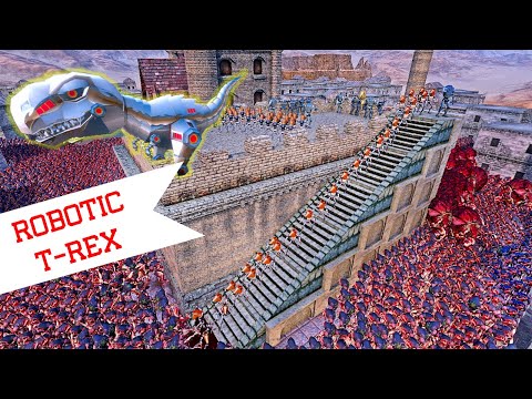 Can Robot Army Save the Robotic T-Rex from 13K Crab Brutes? - Ultimate Epic Battle Simulator UEBS