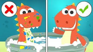 Learn with EDDIE how to Bathe 🛀 Eddie the Dinosaur Bathes after Painting