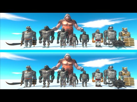 MUTANT PRIMATES Team vs MUTANT PRIMATES Team - Animal Revolt Battle Simulator ARBS