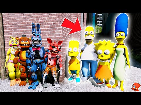 All Animatronics VS All Simpson Characters! (GTA 5 Mods FNAF RedHatter)