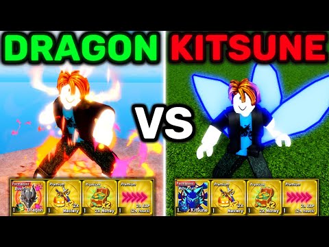 Level 1 - 2600 Dragon VS Kitsune RACE (Noob To Pro) Blox Fruits