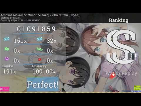 [Osu!] Aoshima Moka (CV: Mimori Suzuko) - kibo refrain [Expert] HDFL SS #1 (kolgar)