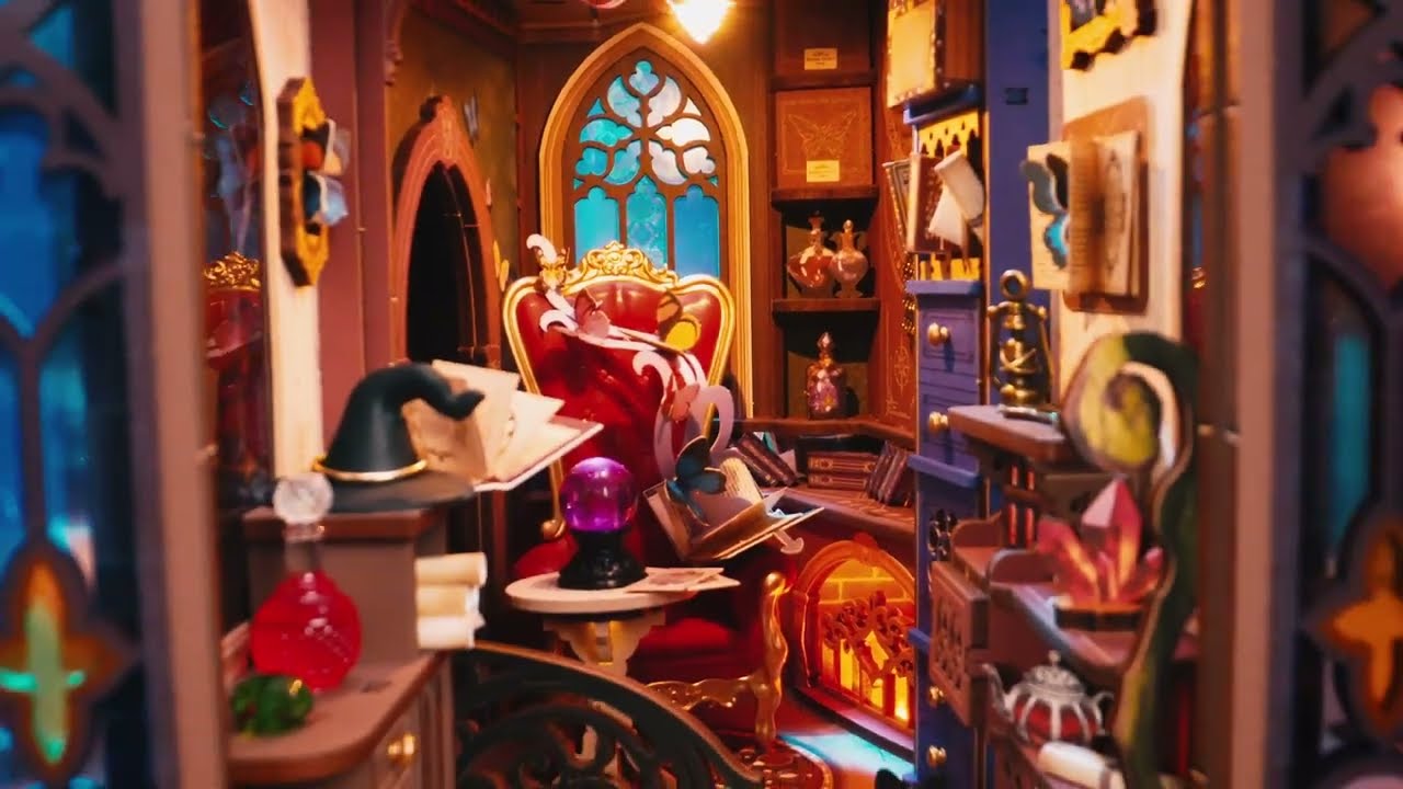 RoboTime 3D skládačka Zarážka na knihy Miniatura domečku Koutek kouzelné fantazie
