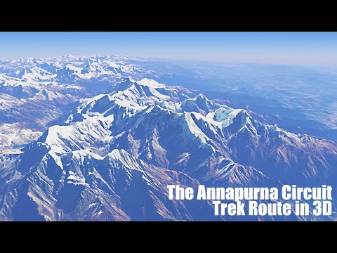 Annapurna Circuit Trek Route in 3D Mount Annapurna Nepal
