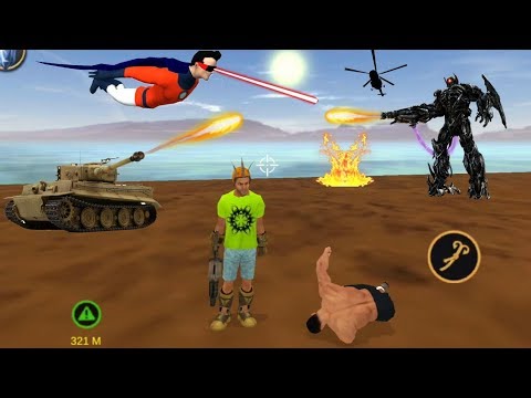 Vegas Crime Simulator - (Superhero vs Black Robot Car) - Destroyed Robot Car & Black Helicopter