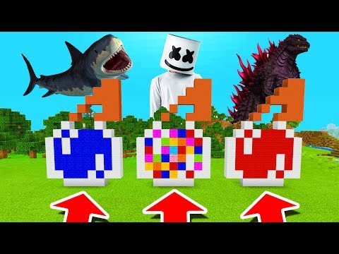 Minecraft PE : DO NOT CHOOSE THE WRONG SPLASH POTION! (Shark, Marshmello & Godzilla)
