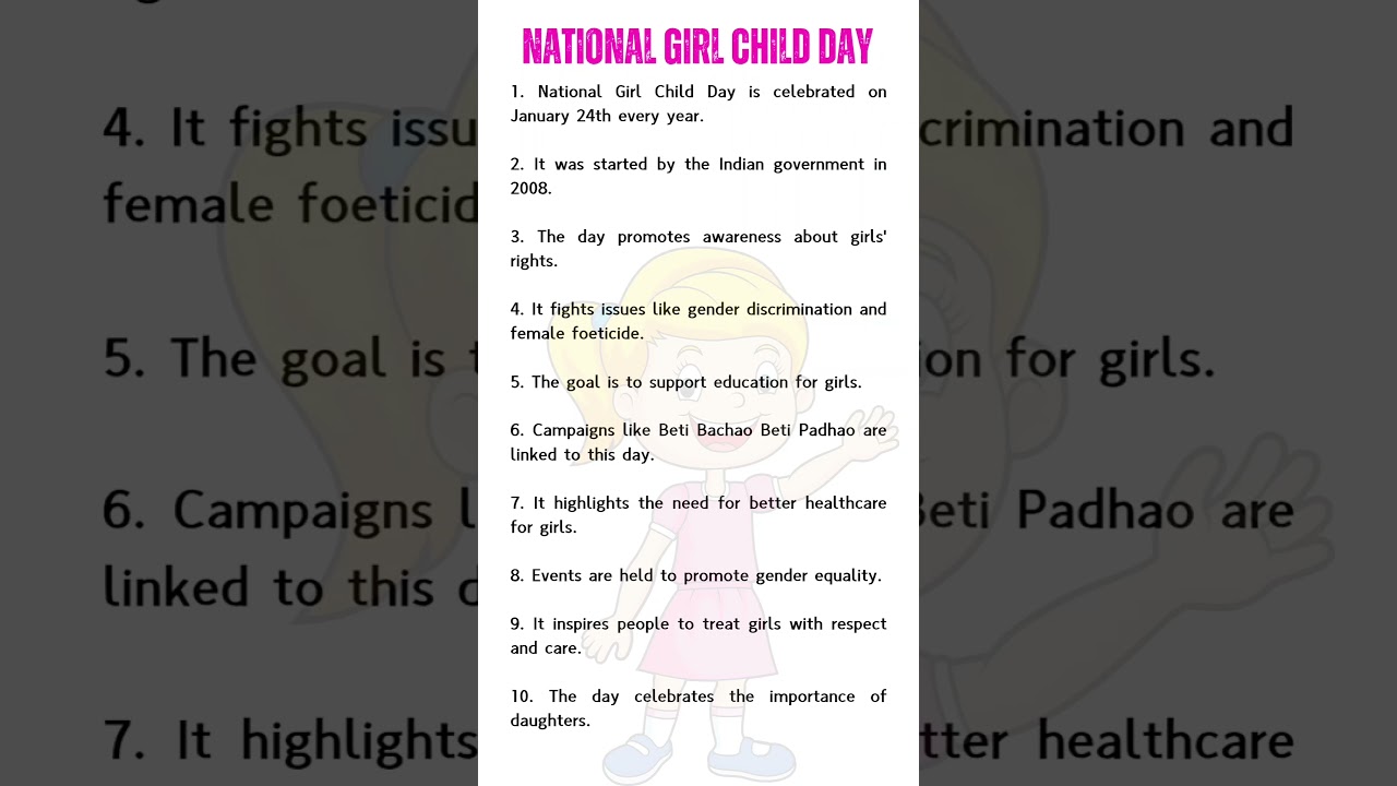 Essay on National Girl Child Day | 10 lines on Give Child Day in english