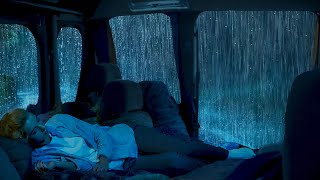 Perfect for Deep Sleep All Night | Calming Rain and Thunderstorm Sounds on Cozy Car in the Woods