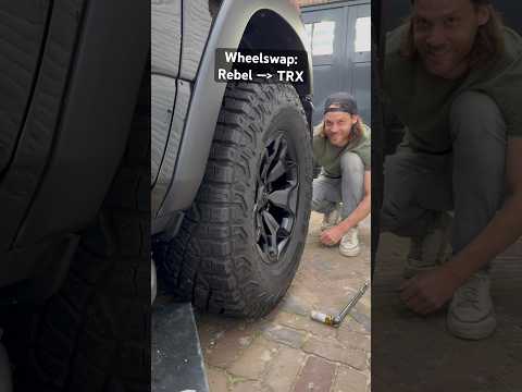 Wheel swap from Rebel to TRX! The RAM is a 2024 rebel night.  #ramrebel #ramtrx #diy #ram1500