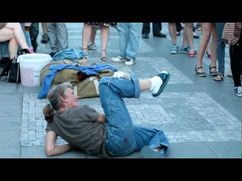 Old Homeless Dancing With Rat, Week of Freedom Prague 2011