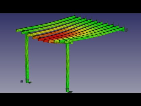 FreeCAD FEM Tutorial self weight analysis of a carport