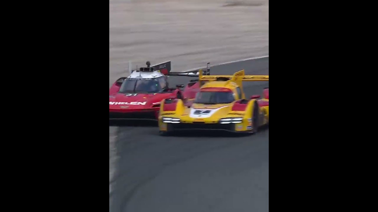 Contact between the No. 7 Porsche Penske and the No. 31 Whelen Cadillac GTP Cars. 😳