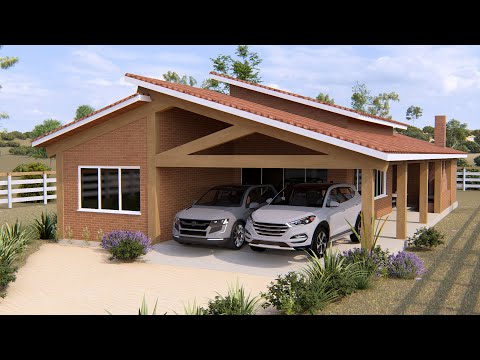 3-bedroom country house with 2-car garage - Buy the project in the description - P458