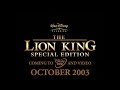 The Lion King Special Edition VHS Disney DVD Trailer 2003 UK