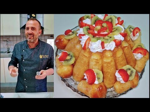 BABÀ TORTA SPETTACOLARE CON PANNA E FRUTTA.CORSO DI PASTICCERIA IN CASA