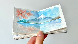 Tiny Mount Fuji Landscape Anyone Can Paint | Watercolor Beginner Tutorial ✧