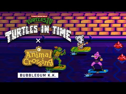 TMNT IV: Turtles In Time x Animal Crossing - Bubblegum K.K. (in the style of Sewer Surfin')