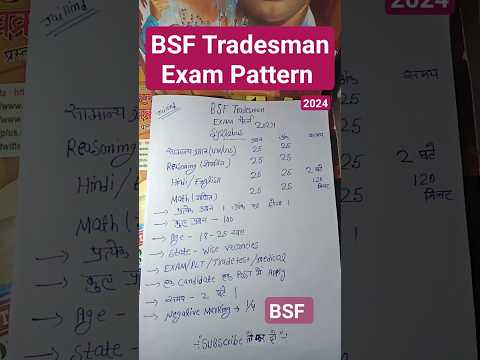 BSF Tradesman Exam Pattern & Syllabus 2024 | BSF Tradesman Syllabus 2024 #bsf #shorts