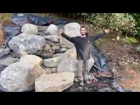 New England Aquatic Landscaping Waterfall build Day 4