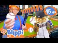 Blippi S Home Run Hit Exploring A Baseball Stadium Adventure Educational Videos For Kids