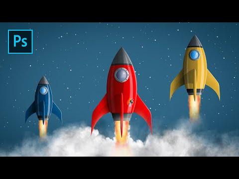 How to make a Rocket from scratch in Photoshop. Fun and easy!