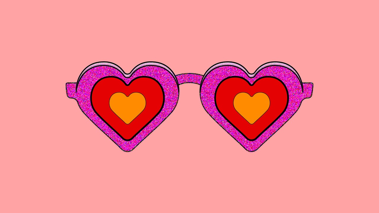 Colorful Heart-Shaped Glasses Cartoon Animation