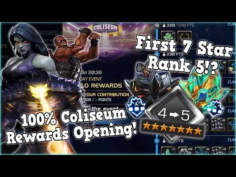 100% Coliseum Rewards Opening! FIRST RANK 5 7 STAR!? 7 Star 3 to 4 Gem! Marvel Contest of Champions