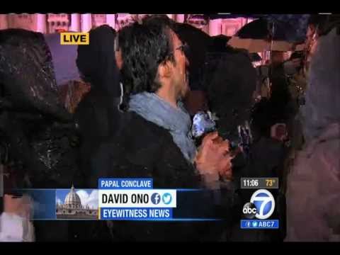 ABC7's David Ono interrupted by papal conclave's white smoke