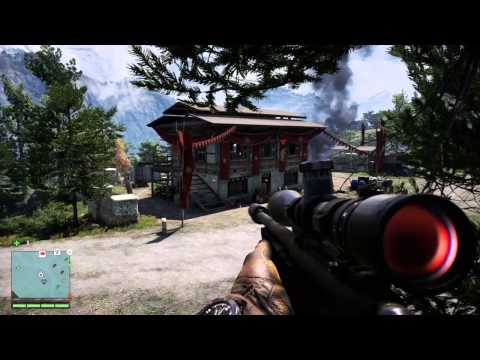 Far Cry 4 - Kyra Tea Terraces Outpost - Stealth Sniper - No Detection or Alarms - Gameplay Video