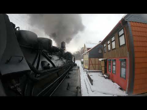 Führerstandsmitfahrt Harzer Schmalspurbahn hsb im Winter