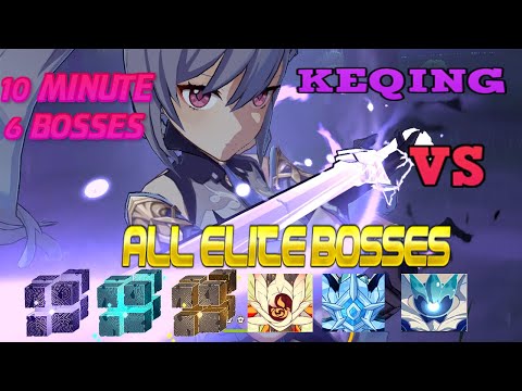 GENSHIN IMPACT : KEQING VS ALL ELITE BOSSES  *INSANE DPS BUILD*