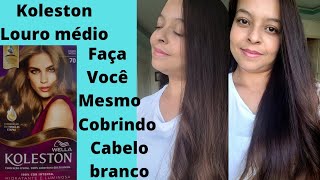 Pintar cabelo em casa/cobrir cabelo branco/koleston 70 louro médio #koleston #pintarcabeloemcasa