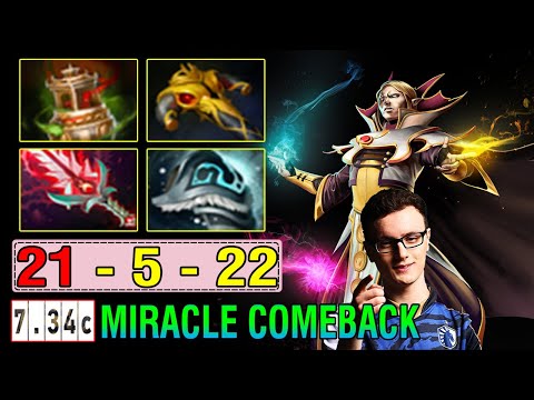 Miracle King [Invoker] Comeback 10MINS GODLIKE Non-stop Roam Gank Perfect Combo Dota2 7.34b