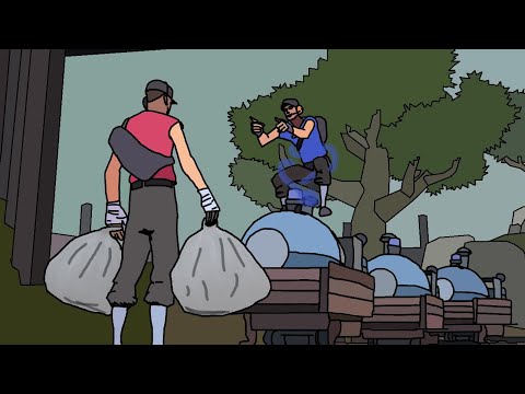 Random rotoscoped TF2 gameplay. The Scout Square.