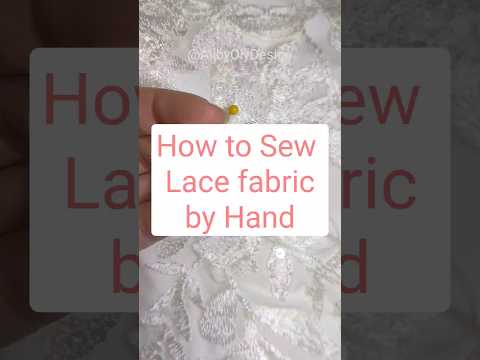 Part of a video titled How Easy to Sew lace by hand #sewinghacks #sewingtip - YouTube