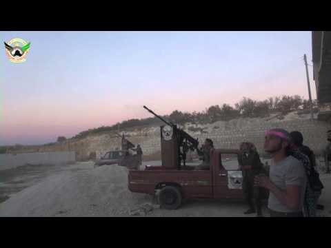 التصدي للطيران الحربي في سماء معرة النعمان في ريف ادلب بواسطة رشاش 14 من قبل لواء مغاوير التوحيد