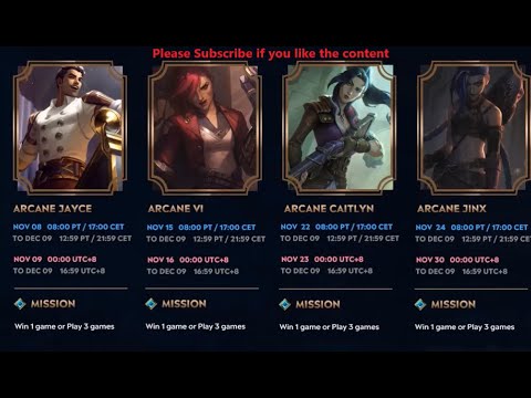 Earn Arcane skins, Mission details + Arcane Event rewards + Lolesports Worlds 2021 Jarvan Skin Drops