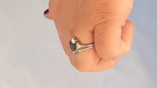 Three Stone Diamond and Moissanite Engagement Ring | Art Deco Promise Ring Triangle cut Unique Ring