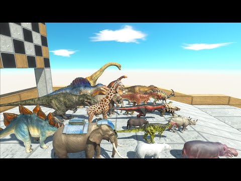 Sky Racing Dinosaurs vs Animals Competition - Animal Revolt Battle Simulator