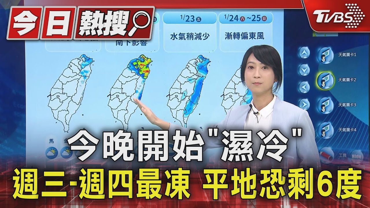 強烈冷氣團今晚殺到!北部「濕冷體感更凍」平地最低探6度