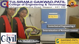 Geotechnical Engineering-I: Determination of Moisture content of soil sample by Ms. Shefali Ghutke
