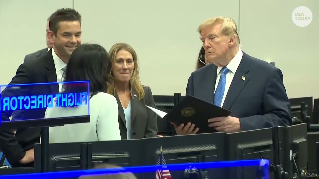 Trump tours NASA HQ, shares Space Academy announcement with ISS astronauts during call