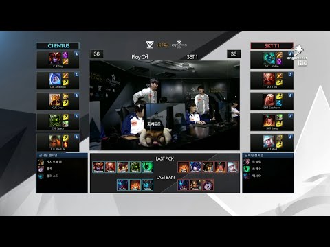 CJ vs SKT Game 1 Highlights (Champions Spring Korea 2015 Playoffs Round 2)
