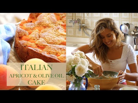 ITALIAN APRICOT & OLIVE OIL CAKE with homegrown fruit in Tuscany, Italy