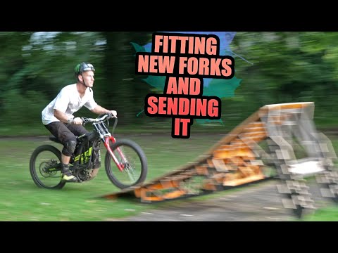FITTING NEW FORKS ON MY ELECTRIC MOTOCROSS BIKE AND SENDING IT!