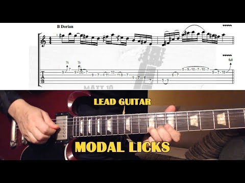 Modal Licks GUITAR LESSON with TAB - 3 LICKS (Dorian, Ionian, Lydian)