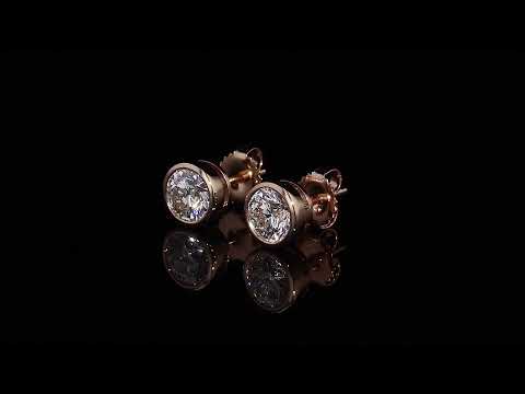 Round Diamond Rose Gold Stud Earrings