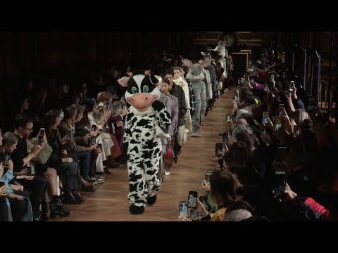 Models and designer on the runway for the Stella McCartney Fashion Show in Paris